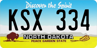 ND license plate KSX334