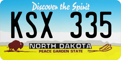 ND license plate KSX335