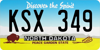 ND license plate KSX349