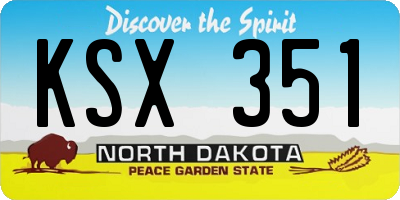 ND license plate KSX351