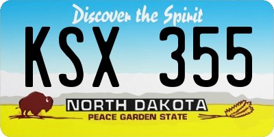 ND license plate KSX355