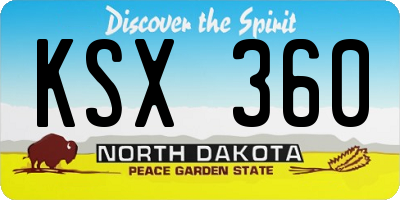 ND license plate KSX360