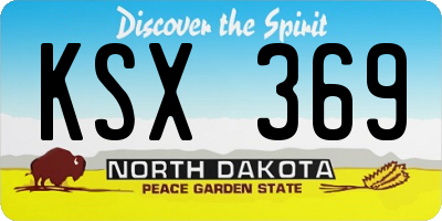 ND license plate KSX369