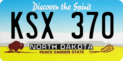 ND license plate KSX370