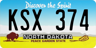 ND license plate KSX374