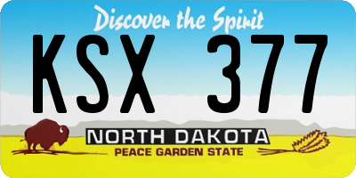ND license plate KSX377