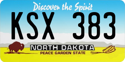 ND license plate KSX383