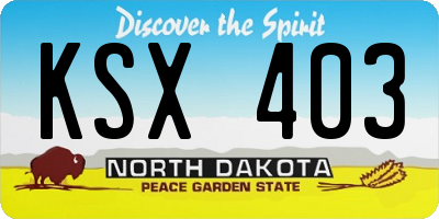 ND license plate KSX403