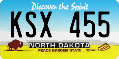 ND license plate KSX455