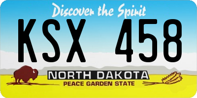 ND license plate KSX458