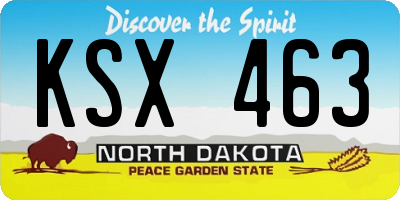 ND license plate KSX463