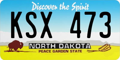 ND license plate KSX473