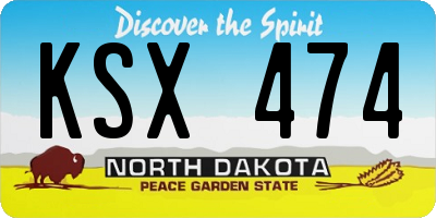 ND license plate KSX474