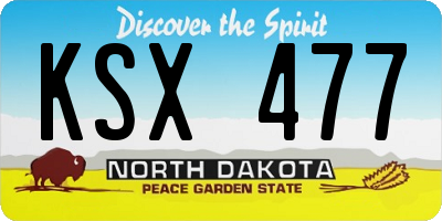 ND license plate KSX477