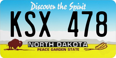 ND license plate KSX478