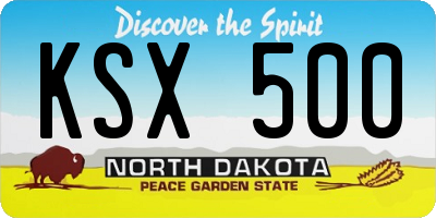 ND license plate KSX500