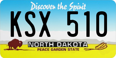 ND license plate KSX510