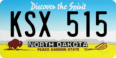 ND license plate KSX515