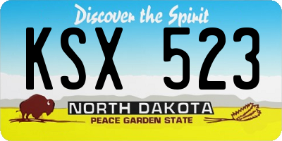 ND license plate KSX523