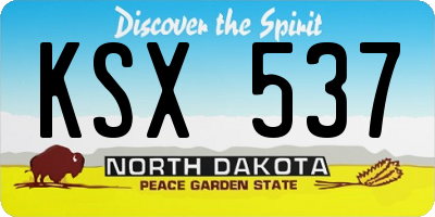 ND license plate KSX537
