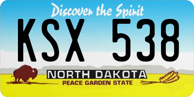 ND license plate KSX538