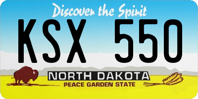 ND license plate KSX550
