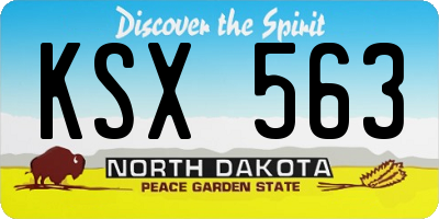 ND license plate KSX563
