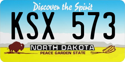 ND license plate KSX573