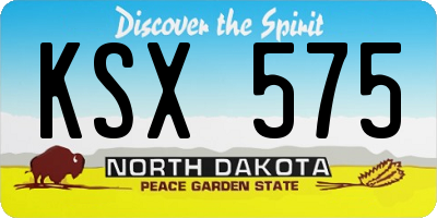 ND license plate KSX575