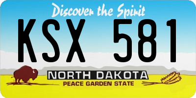 ND license plate KSX581