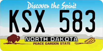 ND license plate KSX583