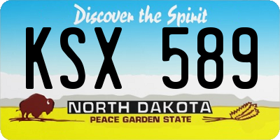 ND license plate KSX589