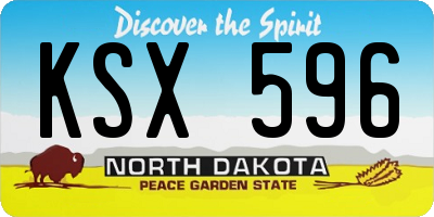 ND license plate KSX596