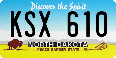 ND license plate KSX610
