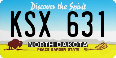 ND license plate KSX631