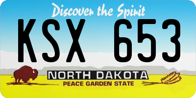 ND license plate KSX653