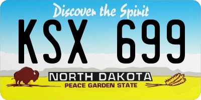 ND license plate KSX699