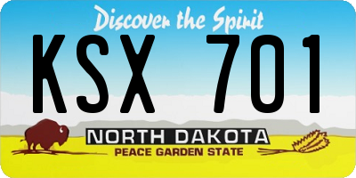 ND license plate KSX701