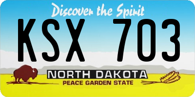 ND license plate KSX703