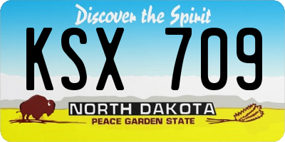 ND license plate KSX709