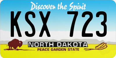 ND license plate KSX723