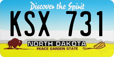 ND license plate KSX731