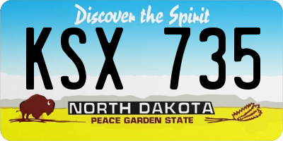 ND license plate KSX735