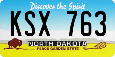 ND license plate KSX763