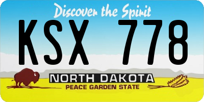 ND license plate KSX778