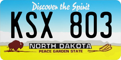 ND license plate KSX803