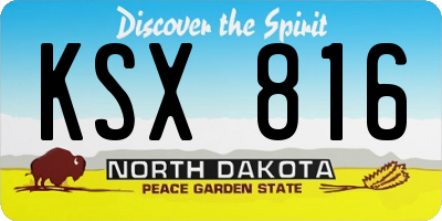 ND license plate KSX816