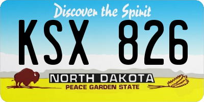 ND license plate KSX826