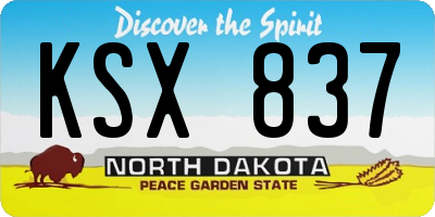 ND license plate KSX837