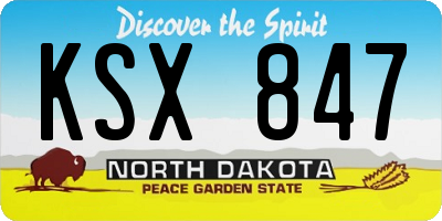 ND license plate KSX847